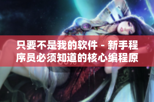 只要不是我的软件 - 新手程序员必须知道的核心编程原则